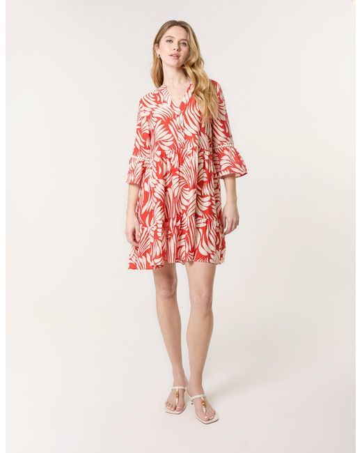 Blue Vanilla Red Ric Rac Smock Shirt Dress