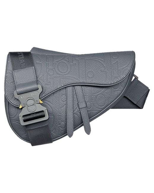 Dior Gray Leather Saddle Bag for men