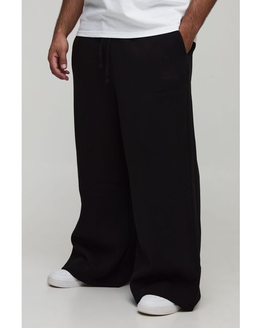 BoohooMAN Black Plus Basic Extreme Wide Leg Sweatpants for men
