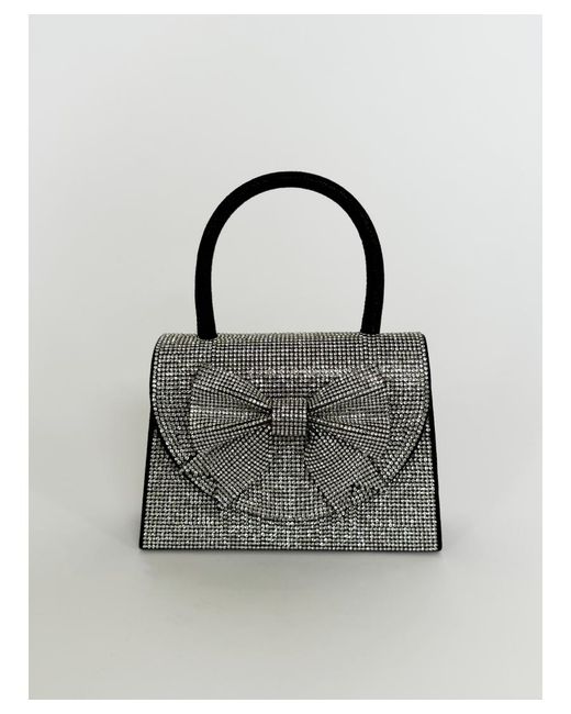 SVNX Black Rhinestone Grab Bag With Bow Detail