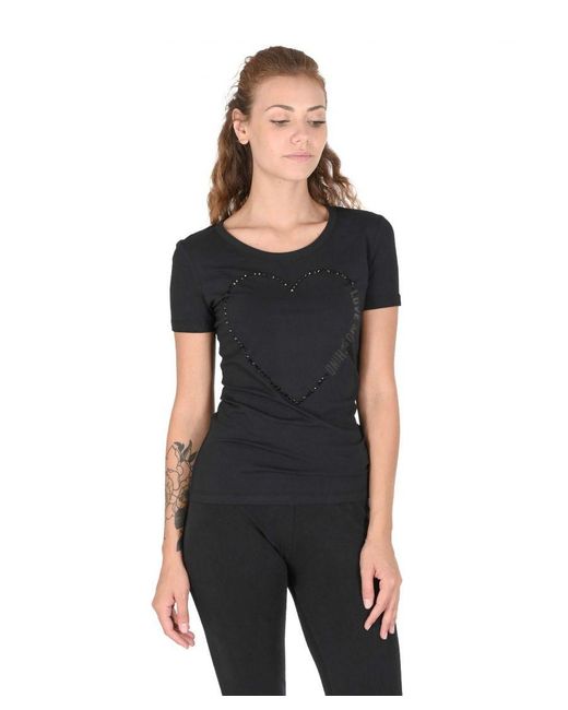 Love Moschino Black Heart Detail Tshirt Short Sleeve Crew Neck