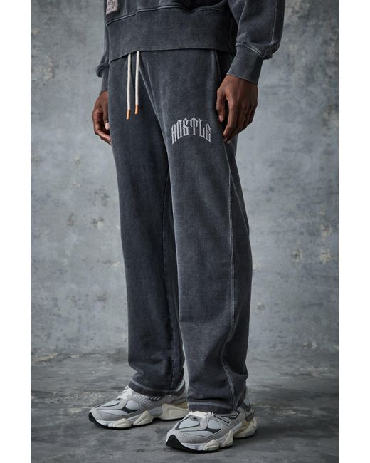BoohooMAN Black Man Active Straight Leg Washed Rest Day Jogger for men