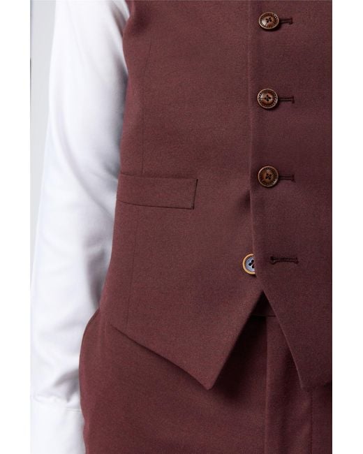 Antique Rogue Red Single Breasted Five Button V-Neck Slim Fit Suit Waistcoat for men