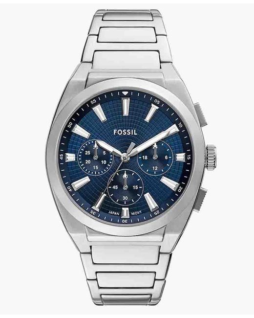 Fossil Everett Horloge Zilverkleurig Fs6104 in het Metallic voor heren