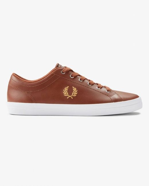 Fred Perry Brown Baseline Leather Trainers for men