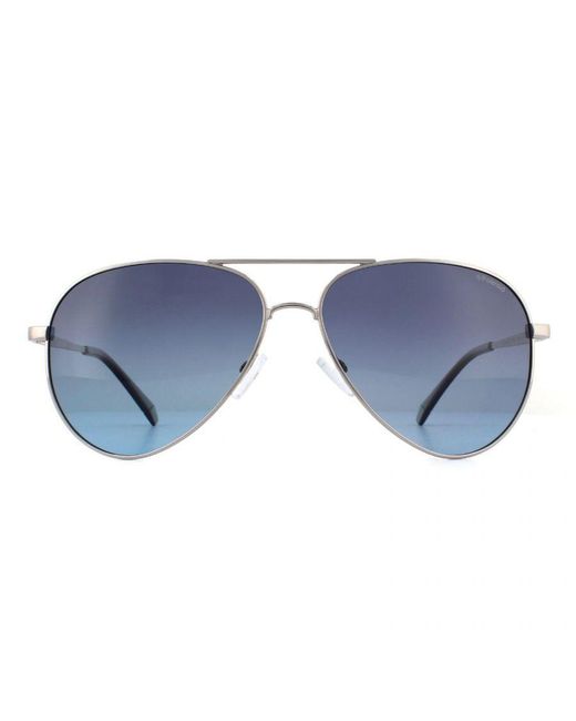 Polaroid Blue Classic Aviator Ruthenium Gradient Polarized Sunglasses for men