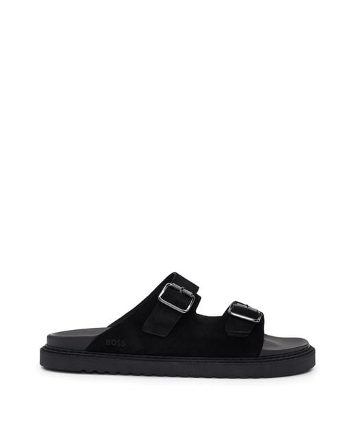 Boss Black Cliff Twin-Strap Sandals for men