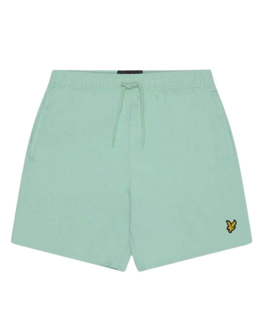Lyle & Scott Green Branded Logo Shadow Swim Shorts for men