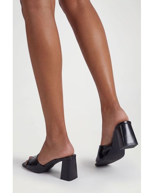 Boohoo Brown Stack Detail Block Heeled Mules