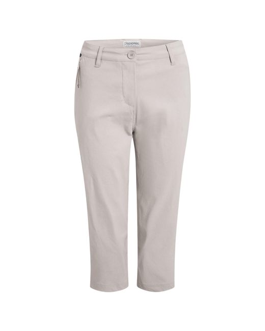 Craghoppers Gray Ladies Kiwi Pro Iii Cropped Trousers (Oyster)