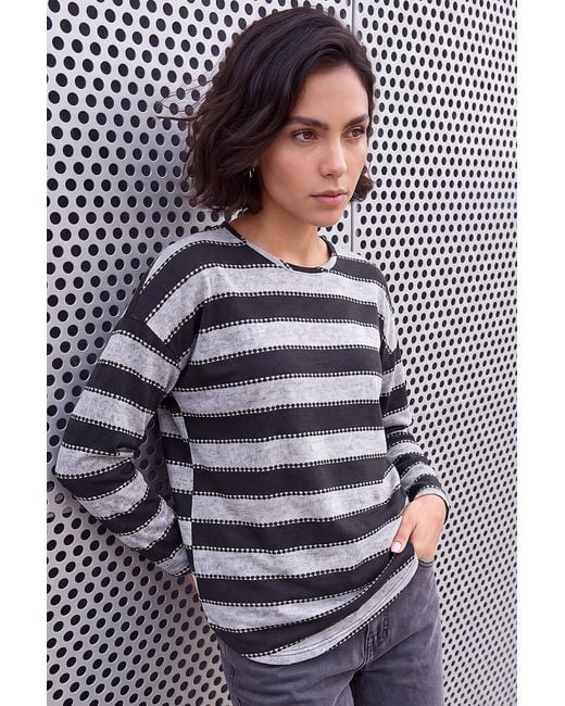Roman Black Stripe Jersey Snit Top