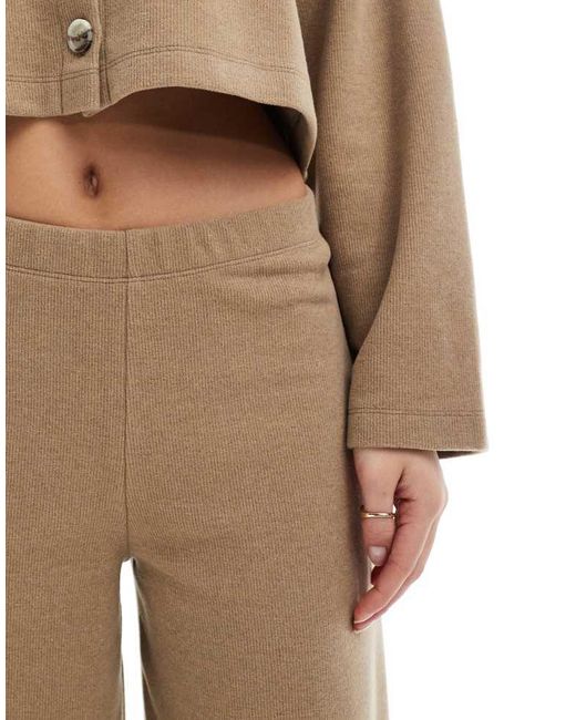 Miss Selfridge White Soft Rib Wide Leg Trouser