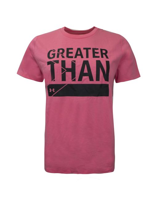 Under Armour Pink Greather Than T-Shirt Graphic Top 1356306 668 Cotton