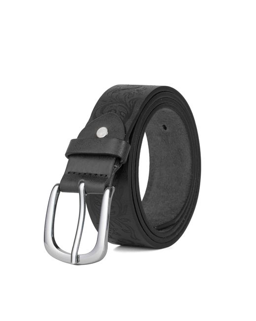 Woodland Leathers Gray Embossed Leather Lined Belt For for men