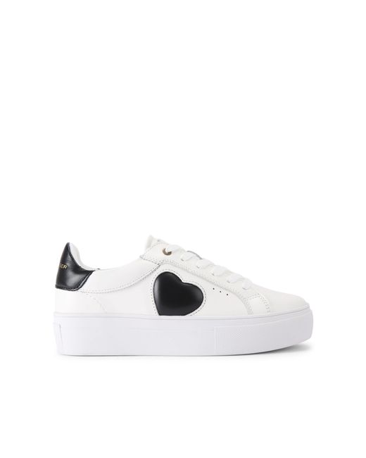 Kurt Geiger White Leather Lana Heart Low-Top Sneakers