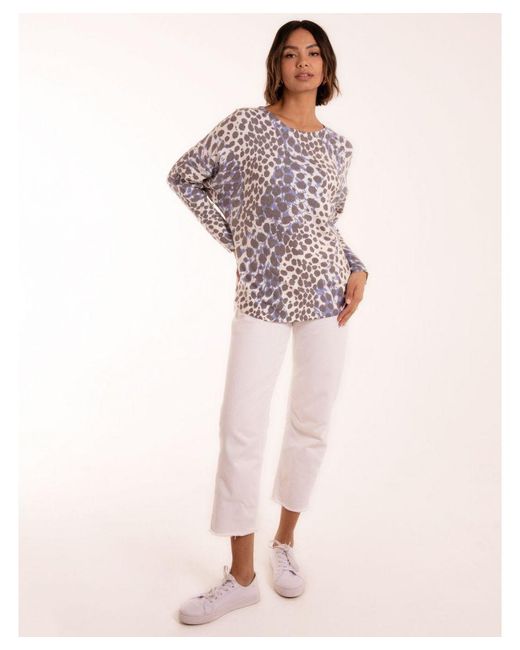 Blue Vanilla Brown Leopard Soft Jumper