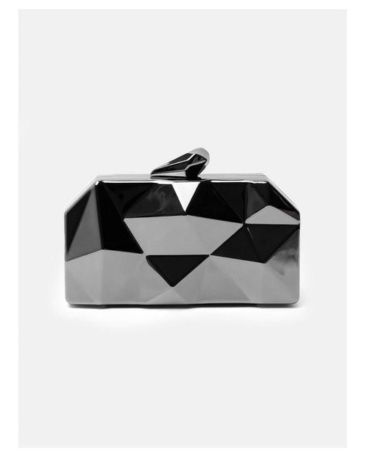 Where's That From Black Melanie Geometric Pattern Clutch Bag