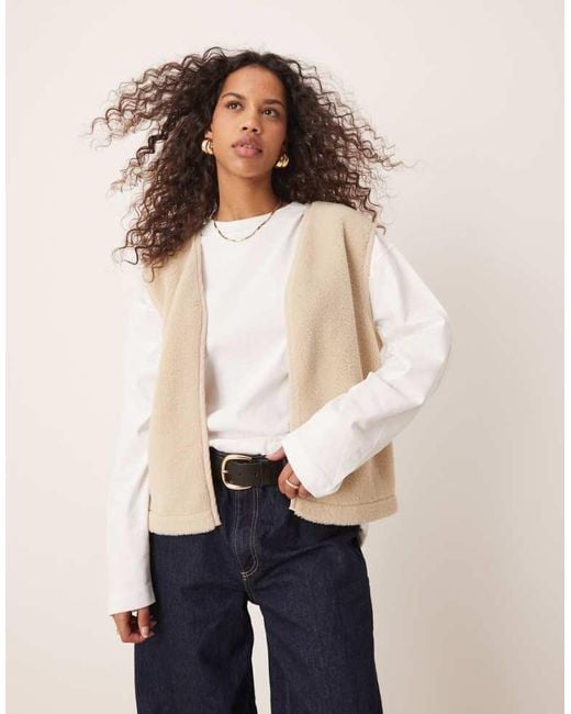 ASOS Blue Borg Gilet With Binding