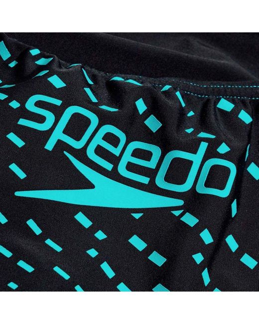Speedo 's Medley Logo Swimsuit In Black Green in het Blue