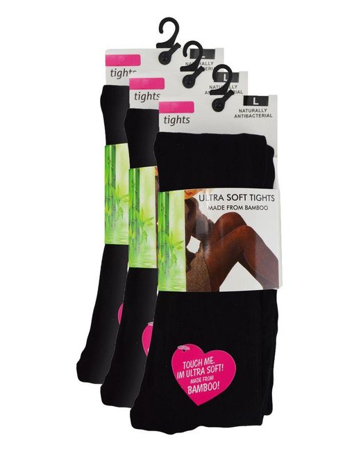 Sock Snob Black 3 Pairs Ladies Bamboo Tights