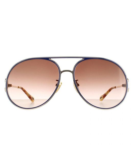 Chloé Brown Chloé Aviator Havana Gradient Sunglasses Metal (Archived)