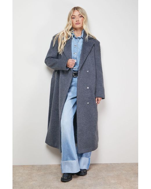 Oasis Blue Brushed Belted Coat