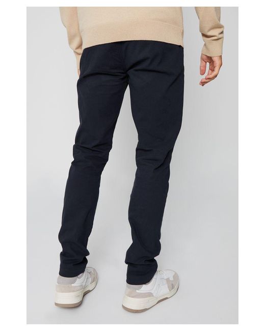 Threadbare Blue 'Cory' Slim Fit Pull-On Chino Trousers for men
