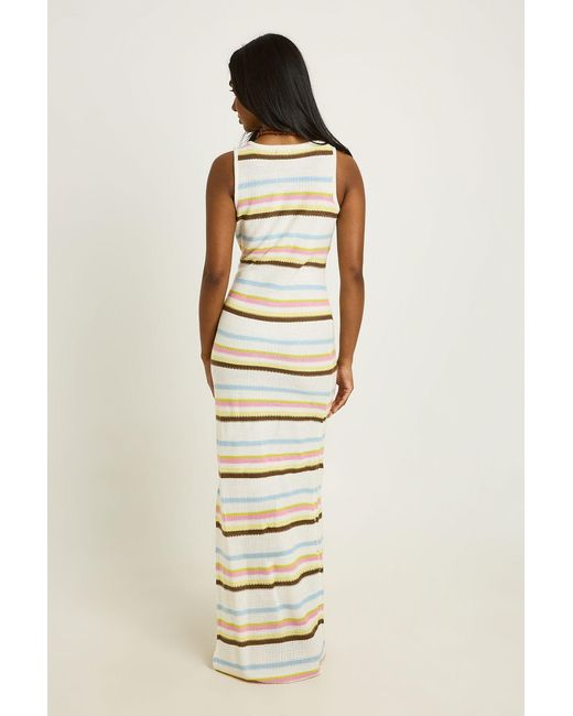 Boohoo Metallic Stripe Crochet Maxi Dress