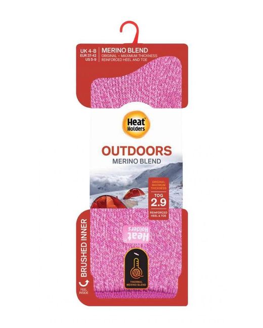 Heat Holders Pink Ladies Thick Reinforced 2.9 Tog Winter Warm Merino Wool Thermal Socks