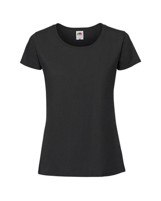 Fruit Of The Loom Vrouwen / Dames Ringgesponnen Premium T-shirt (jet Zwart) in het Black