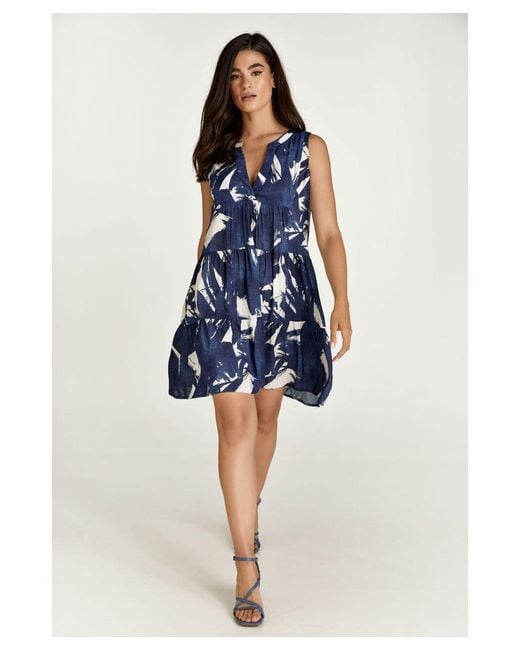 Conquista Blue Sleeveless And A Line Dress