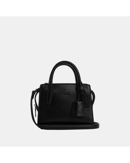 COACH Gray Smooth Leather Andrea Mini Carryall With Tonal Hardware Bag