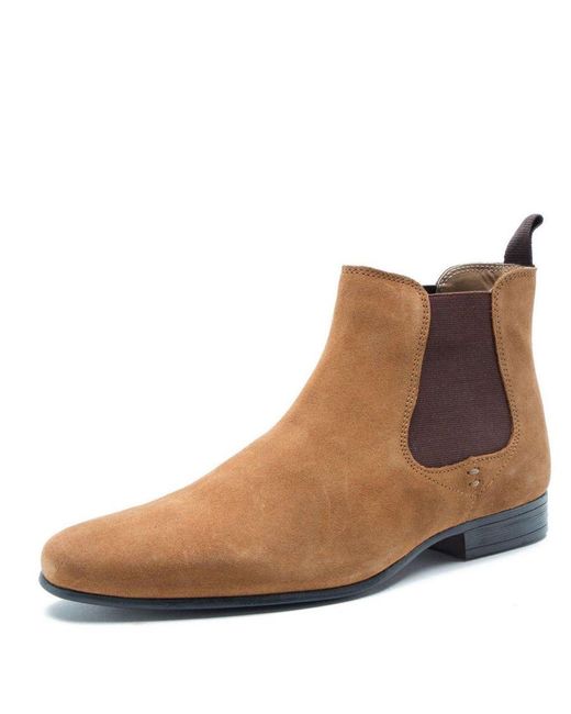 Red Tape Brown Stanway Suede Leather Tan Chelsea Boots for men