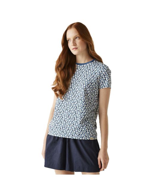 Regatta Blue Orla Kiely Easy-To-Wear Cotton T-Shirt Tee Top