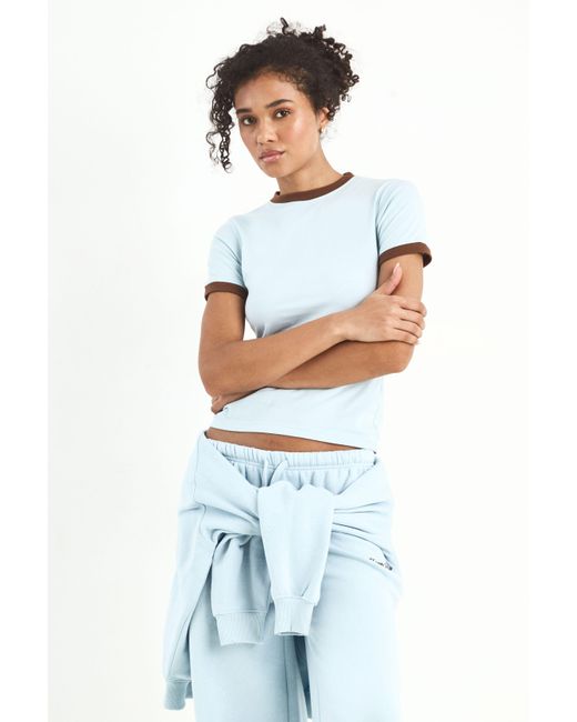 DSGN Studio White Contrast Fitted T-Shirt