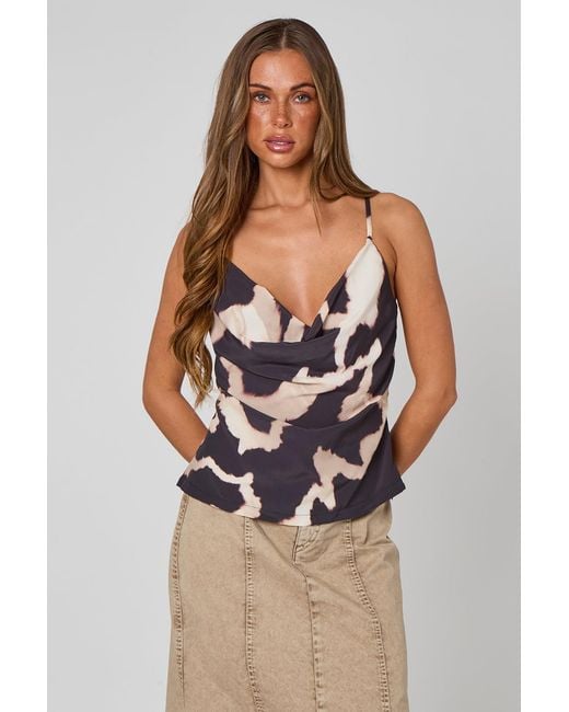 Urban Bliss Black Tort-Detail Cowl Neck Camisole