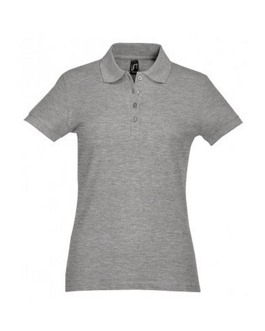 Sol's Gray Ladies Passion Pique Short Sleeve Polo Shirt Marl) Cotton