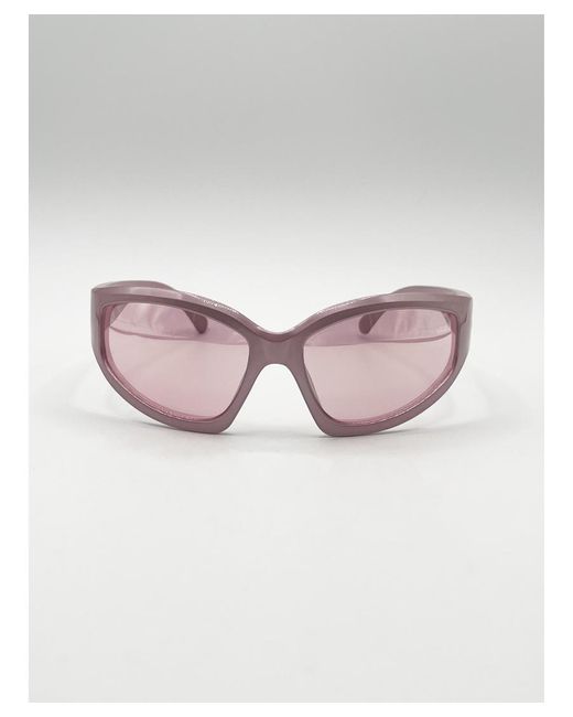 SVNX Pink Wrap Around Sunglasses