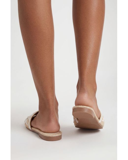Boohoo Brown Contrast Raffia Beaded Sliders