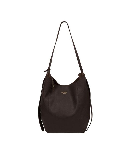 Cultured London Black 'Harrow' Dark Leather Shoulder Bag
