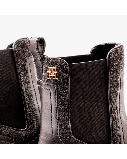 Tommy Hilfiger Black Feminine Felt Chelseaie Boots