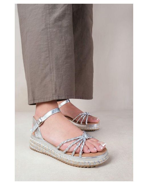 Where's That From Brown 'Neptune' Flat Wedge Sandals With Chevron Sole
