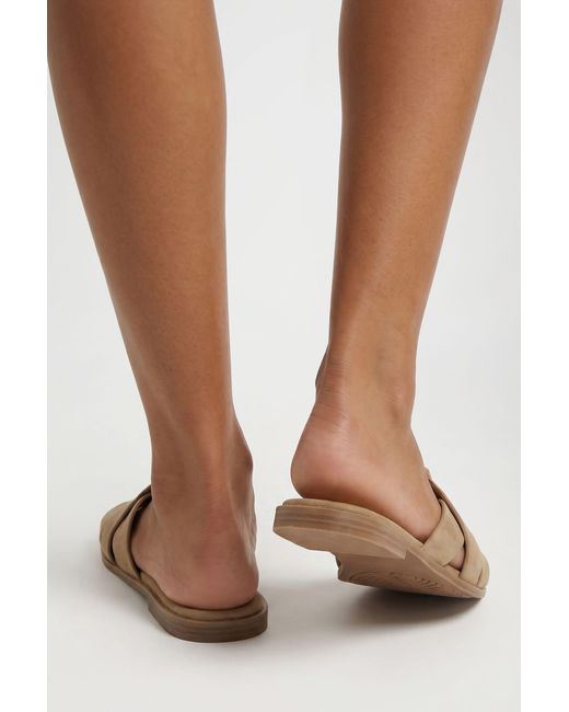 Boohoo Natural Wide Fit Faux Suede Cross Over Sliders