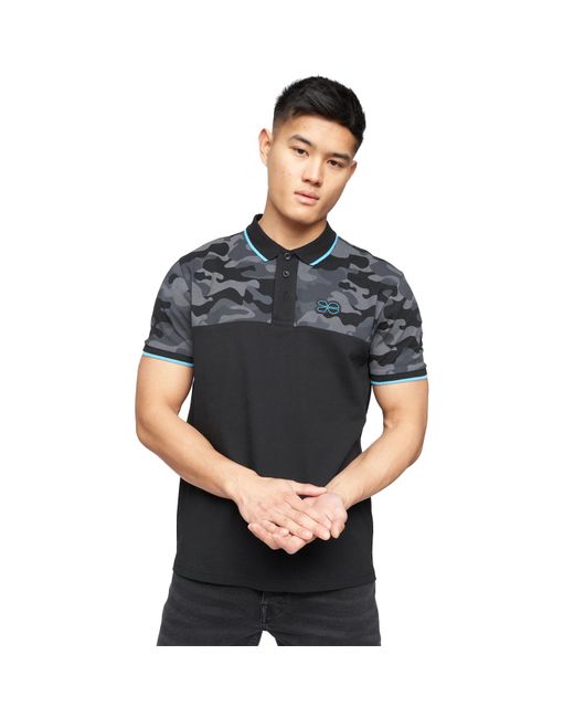 Crosshatch Brightling Camo Poloshirt (zwart) in het Gray voor heren