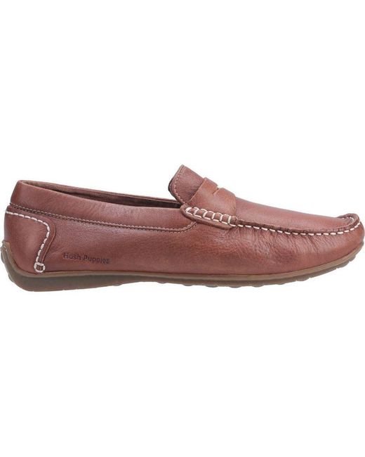 Hush Puppies Red Roscoe Leather Slip On Loafer Shoes for men