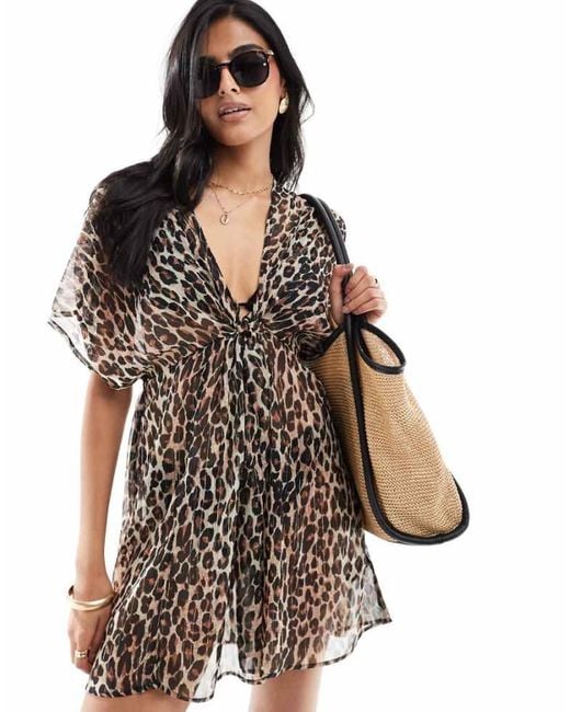 Accessorize Brown Leopard Beach Kaftan