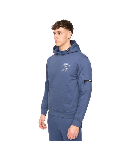 Duck and Cover Blue Rayland Cotton Blend Hoodie (Denim) for men