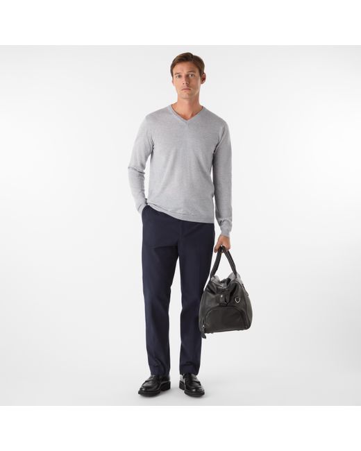 Oliver Sweeney Gray Merino Wool V-Neck Jumper for men