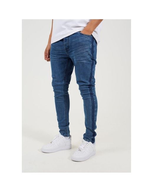 Brave Soul Blue Wash Skinny Jean With Stripe for men