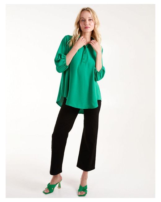 Blue Vanilla Green Vanilla Batwing Shirt With 3/4 Sleeve